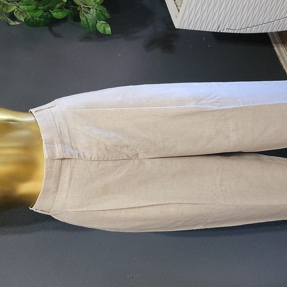 Vintage Retro Linen Blend Pleated Cream Trousers Size 6 - 8 - Picture 2 of 11